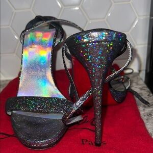 Christian Louboutin authentic loubi Glitter strappy Heels size 9